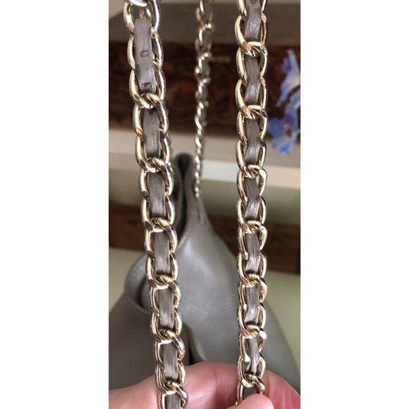 TORY BURCH Marion Chain Slouchy Tote Shoulder Bag Gray - Picture 6 of 15